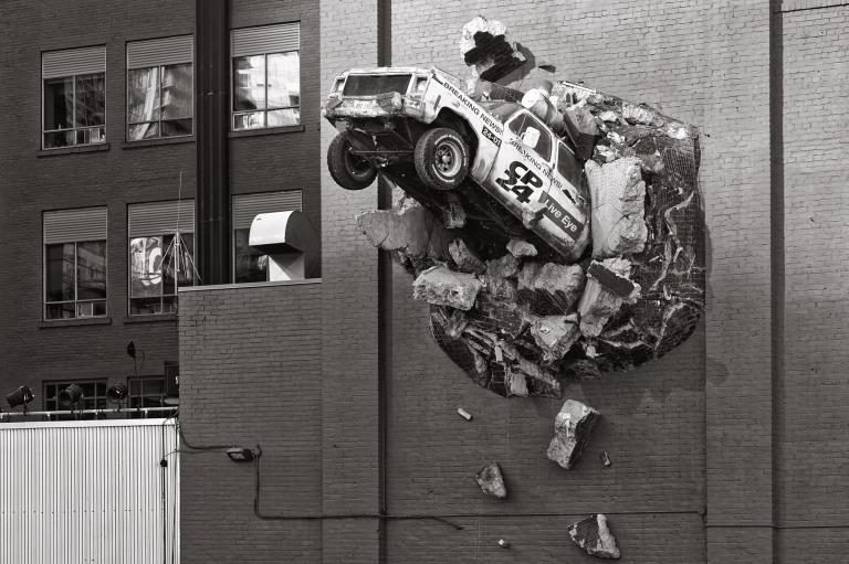 Car in the wall